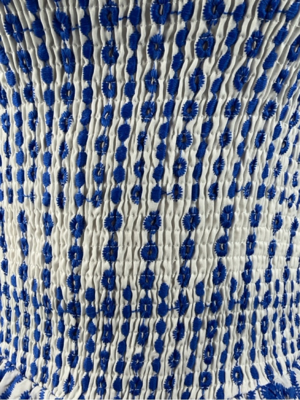 Hello Molly One Shoulder Mini Dress Size XS White Blue Embroidered Ruffle - Picture 9 of 11